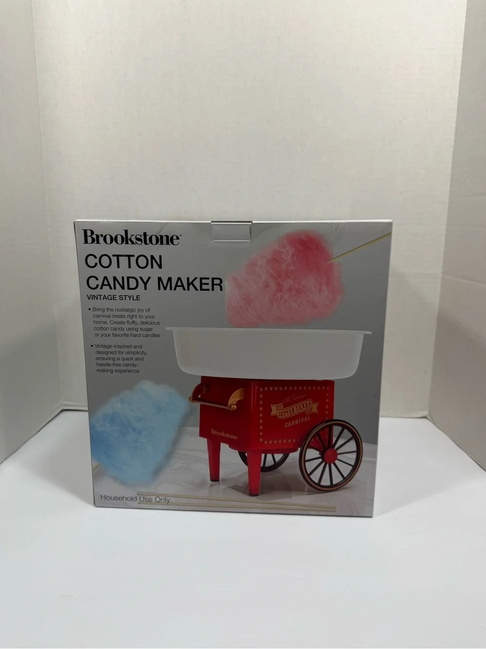 Brookstone Red Cotton Candy Maker with White Bowl